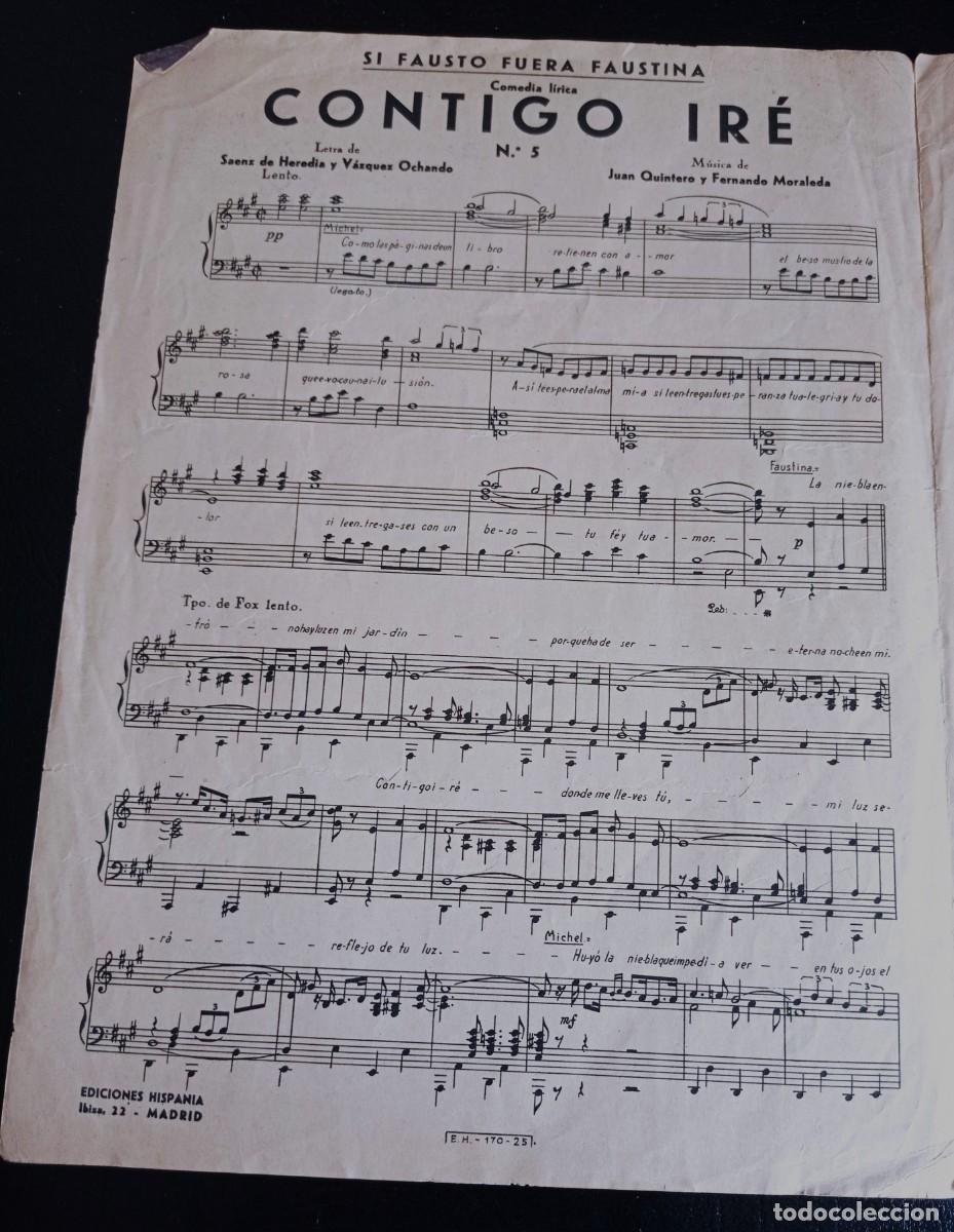 Partituras musicales: PARTITURA - CONTIGO IR&Eacute; - EDICIONES ESPA&Ntilde;A - TRES P&Aacute;GINAS