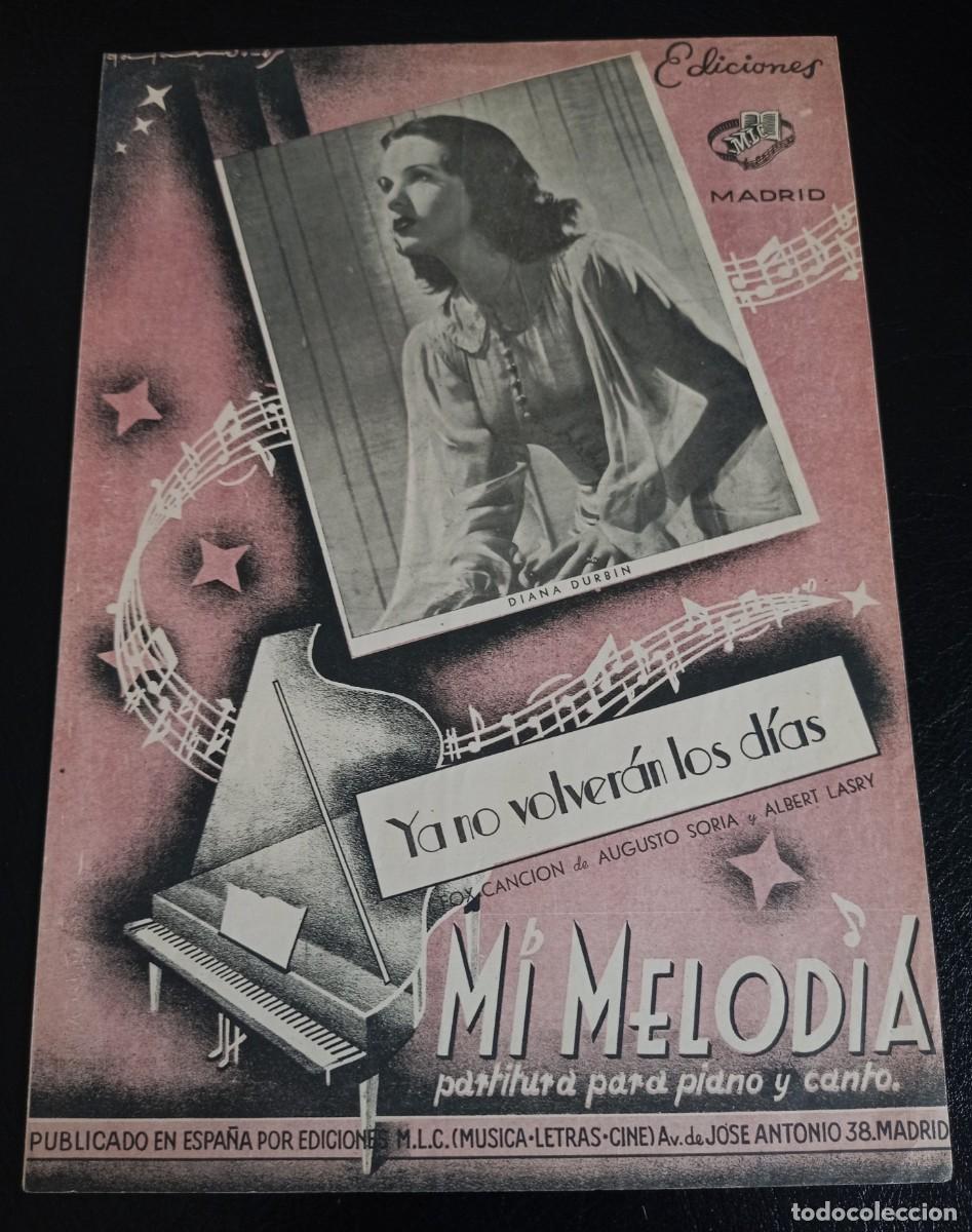 Partituras musicales: PARTITURA - YA NO VOLVERAN LOS DIAS - ALBERT LASRY - TRES P&Aacute;GINAS