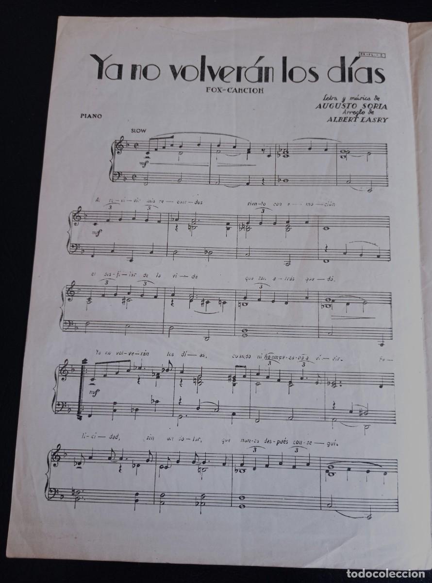 Partituren: PARTITURA - YA NO VOLVERAN LOS DIAS - ALBERT LASRY - TRES P&Aacute;GINAS