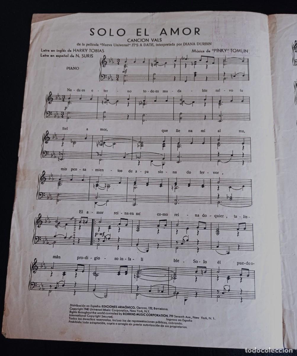Musical scores: PARTITURA - SOLO EL AMOR - NEW YORK 1940 - TRES P&Aacute;GINAS
