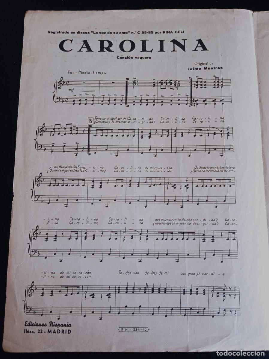 Partituras musicais: PARTITURA - CAROLINA - JAIME MESTRES - CANCI&Oacute;N VAQUERA - TRES P&Aacute;GINAS