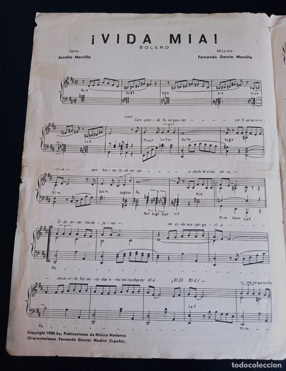 Partituras musicais: PARTITURA - &iexcl; VIDA MIA ! - BARCELONA 1950 - MANUEL SALINA - TRES P&Aacute;GINAS