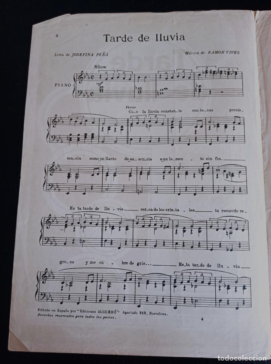 Partituras musicales: PARTITURA - TARDE DE LLUVIA - EDICIONES ALGUER&Oacute; - TRES P&Aacute;GINAS