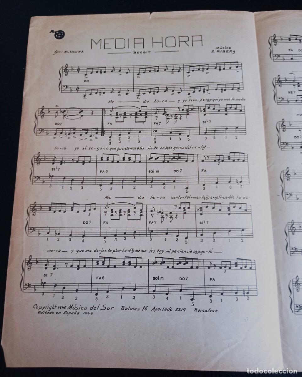 Partiture musicali: PARTITURA - MEDIA HORA - BARCELONA 1946 - MANUEL SALINA - TRES P&Aacute;GINAS