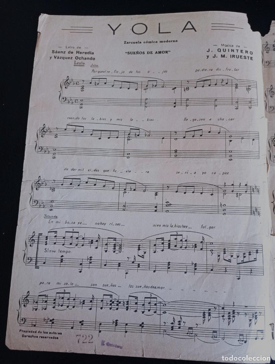 Partiture musicali: PARTITURA - YOLA - SUE&Ntilde;OS DE AMOR - SAINZ DE HEREDIA - TRES PAGINAS