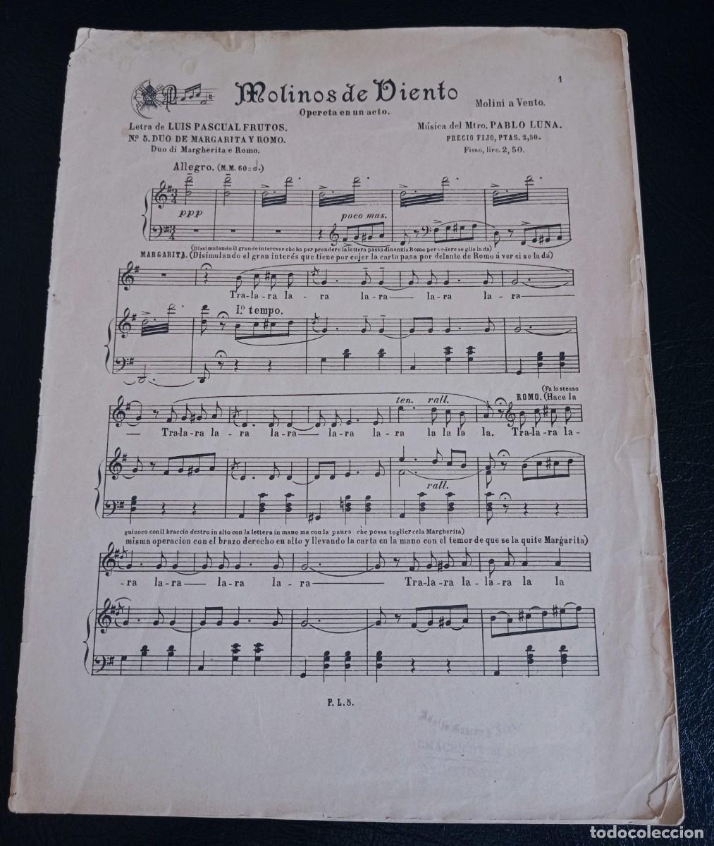 Partituras musicales: PARTITURA - MOLINOS DE VIENTO - N&ordm; 5 D&Uacute;O DE MARGARITA Y ROMO - ONCE P&Aacute;GINAS