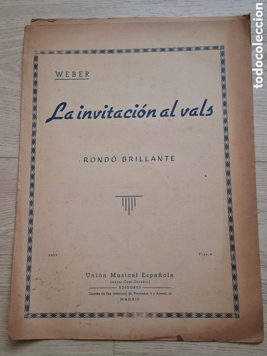 Partituras musicales: La invitaci&oacute;n al vals, rond&oacute; brillante, por Carlos M. de Weber