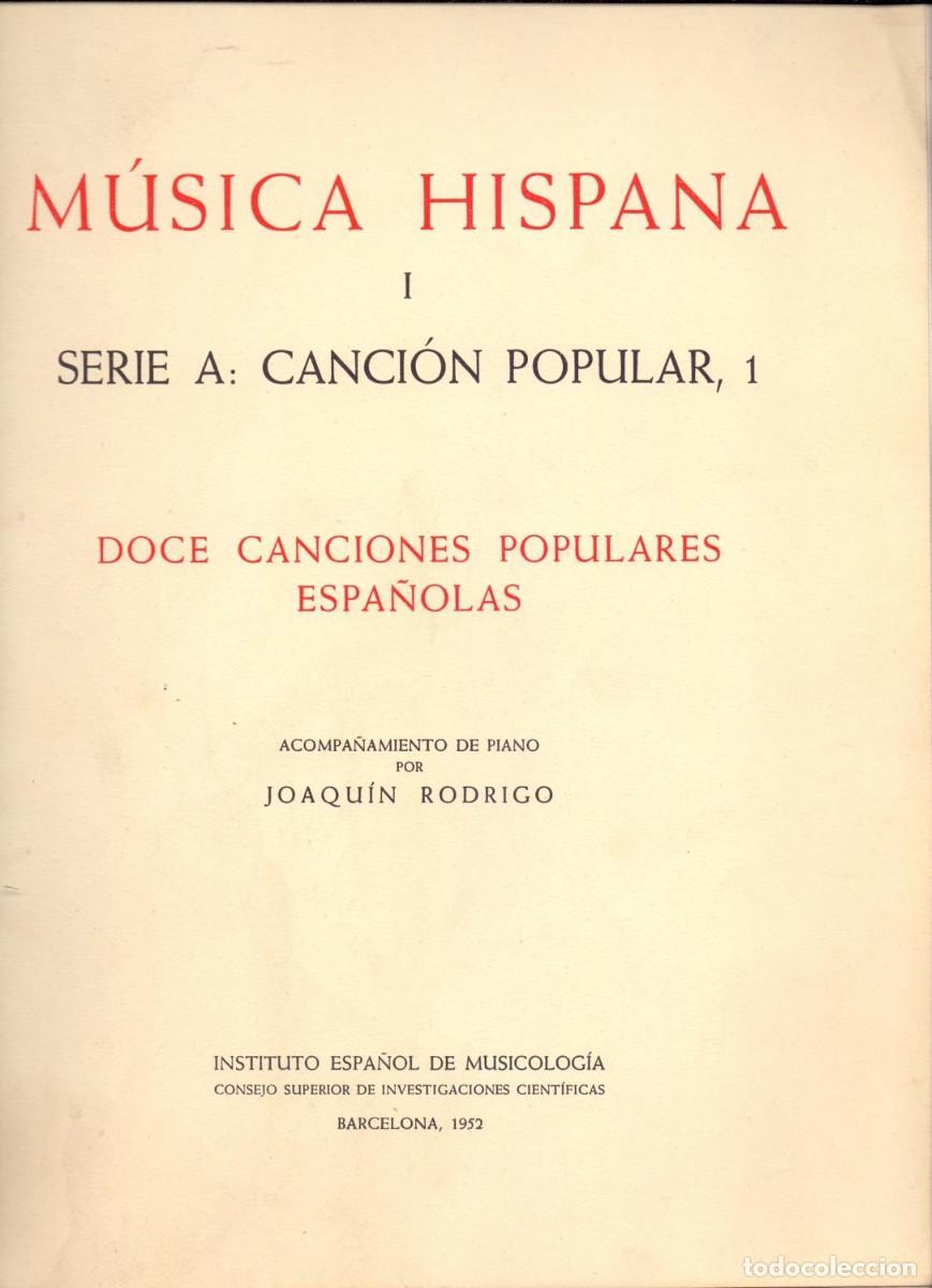 Partituras musicales: M&uacute;sica Hispana I. Serie A, Canci&oacute;n popular 1. Doce canciones populares espa&ntilde;olas. Acompa&ntilde;amiento de