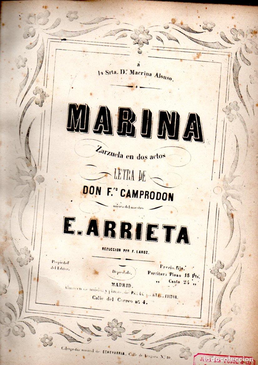 Partituras musicales: MARINA - ZARZUELA EN DOS ACTOS - COMPLETA, 99 P&Aacute;GINAS