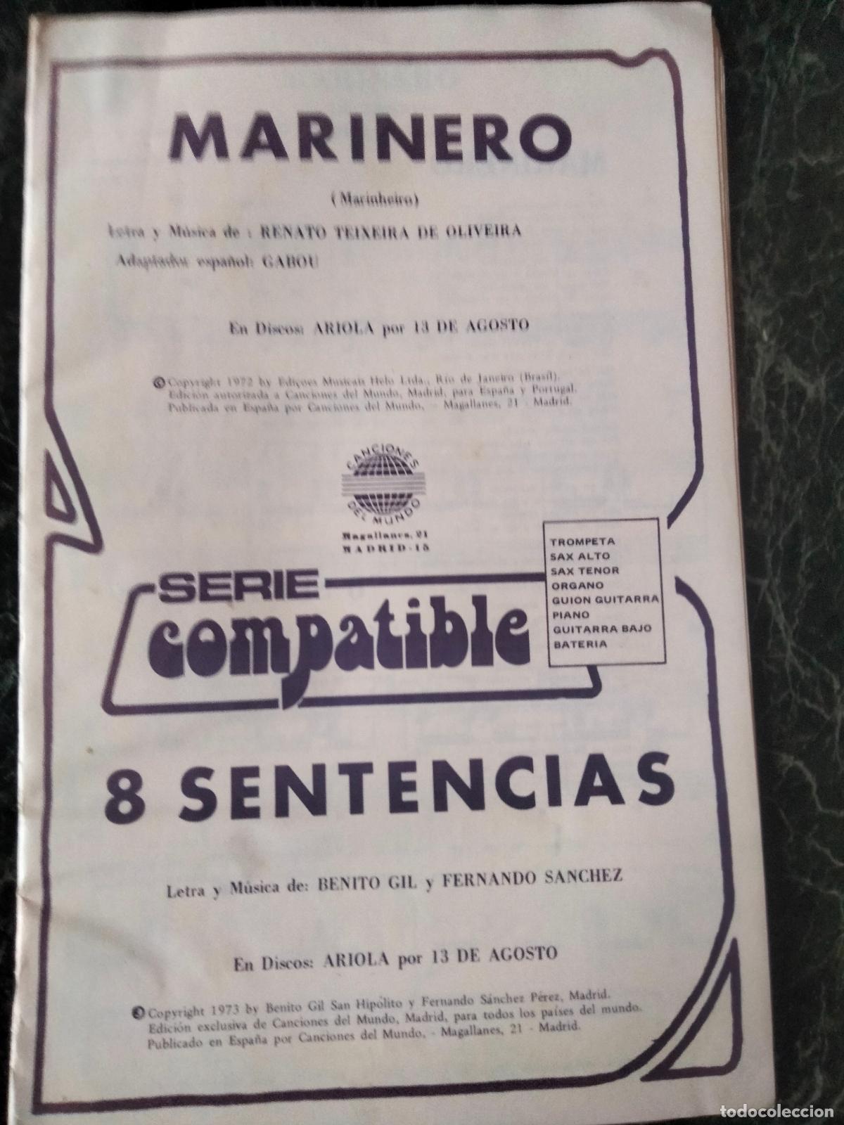 Partituras musicales: Marinero. 8 Sentencias. Partituras