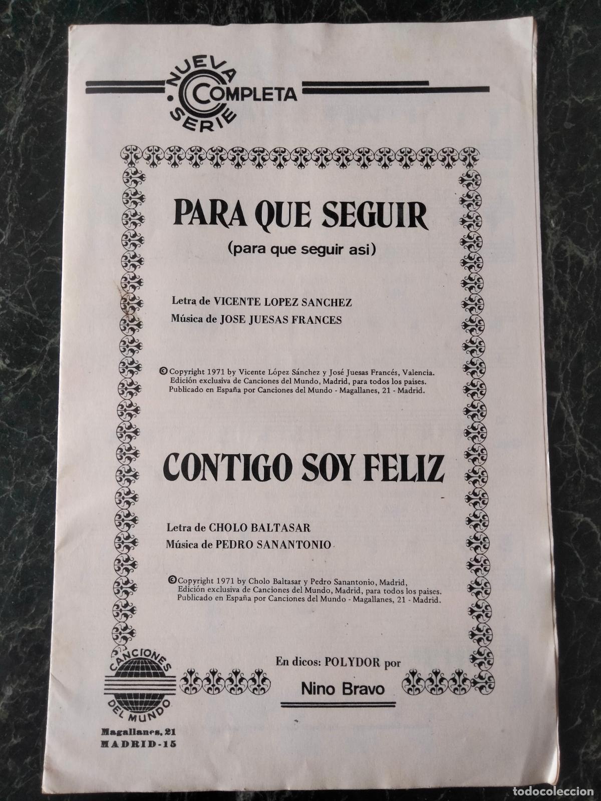 Partituras musicales: Para que seguir. Contigo soy Feliz. Partituras