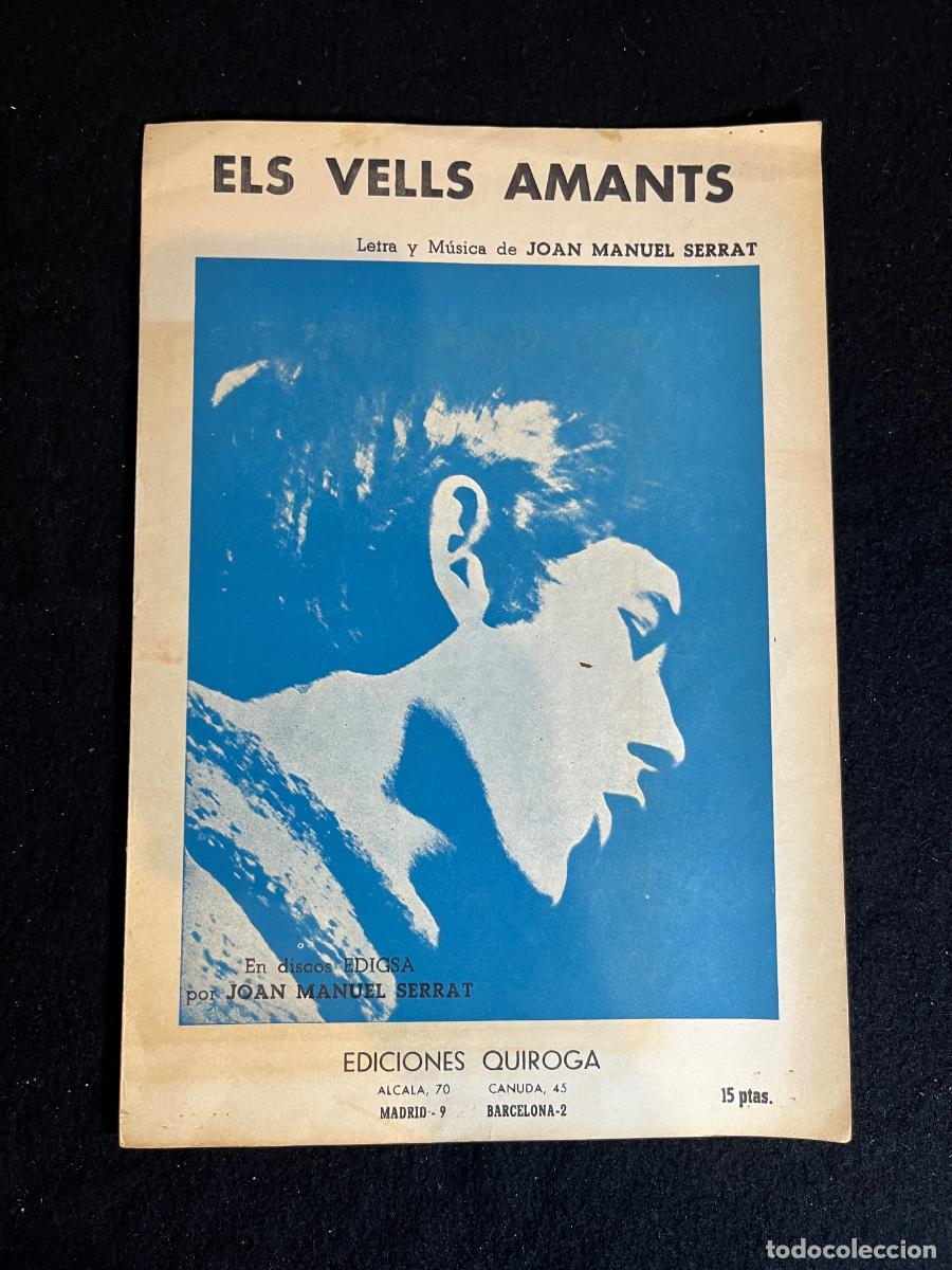 Partituras musicais: Partitura Els vells amants Joan Manuel Serrat Edigsa 1967 Nova Can&ccedil;&oacute; vintage m&uacute;sica partituras