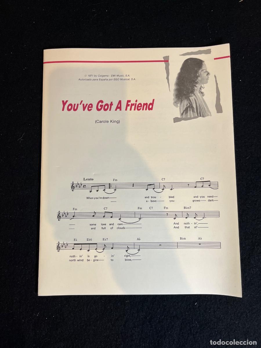 Partituras musicais: Partitura You've Got A Friend Carole King EGO Musical vintage a&ntilde;os 80 Cancionero M&uacute;sica