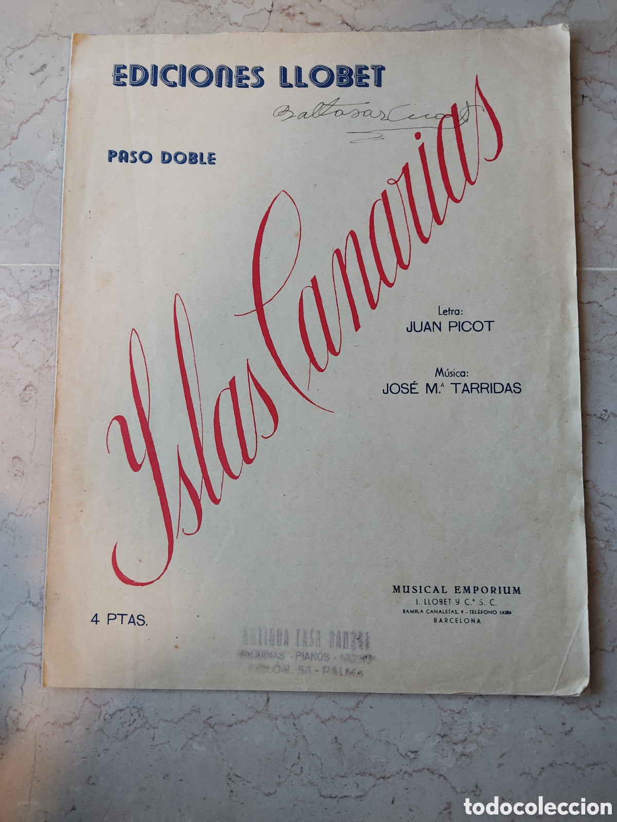 Partituras musicales: ISLAS CANARIAS PASODOBLE PARTITURA