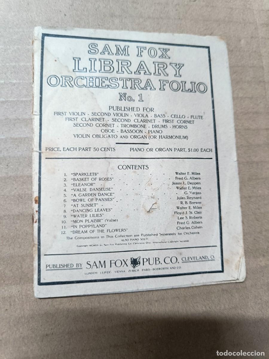 Partituras musicales: ANTIGUO LIBRITO DE PARTITURAS DE ORQUESTA, SAM FOX LIBRARY ORCHESTRA FOLIO, CLEVELAND USA MUSICA P22