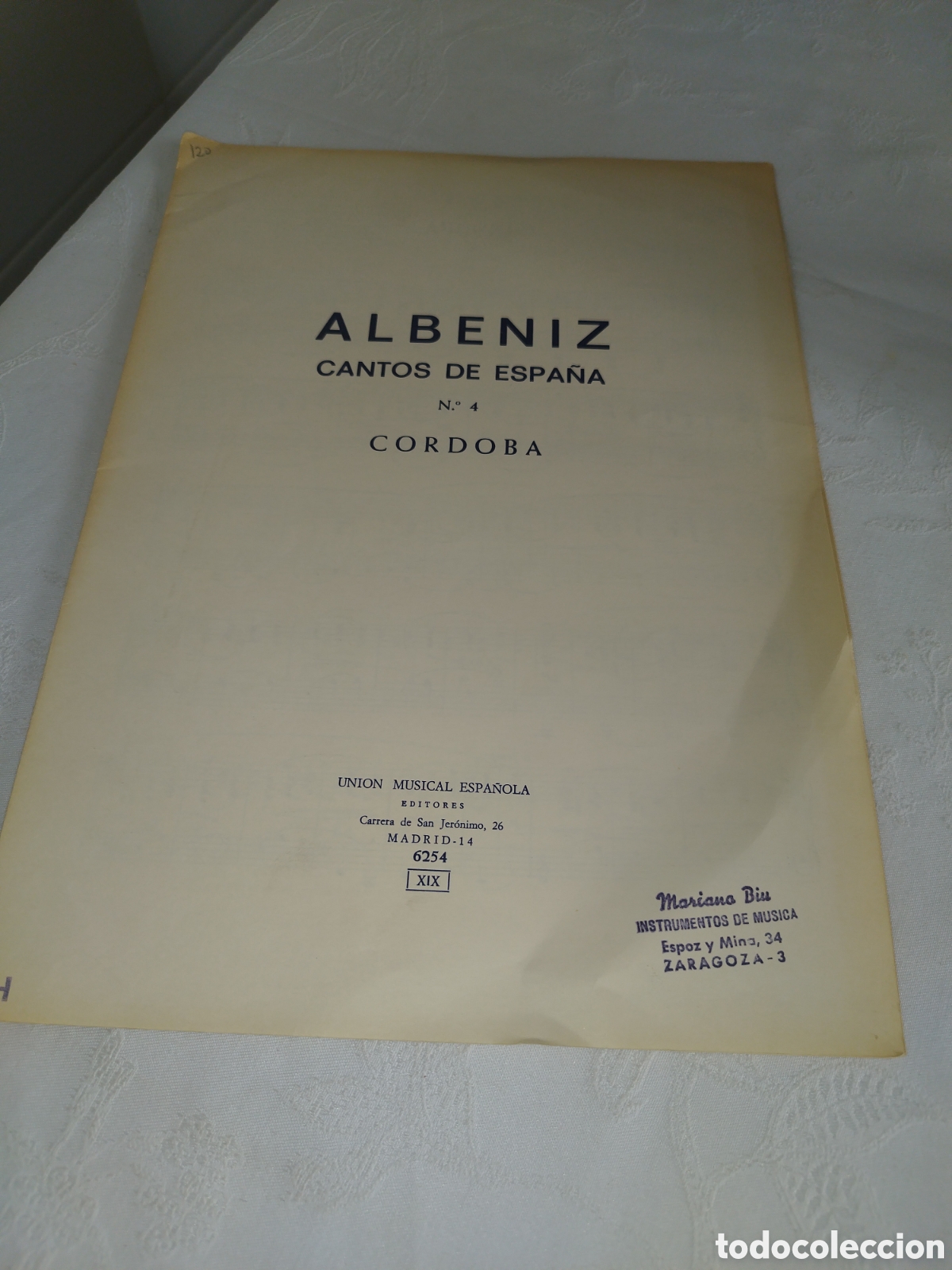 Partituras musicales: PARTITURAS. ALBENIZ. CANTOS DE ESPA&Ntilde;A N.&ordm; 4 CORDOBA. UNION MUSICAL ESPA&Ntilde;OLA, 1980.