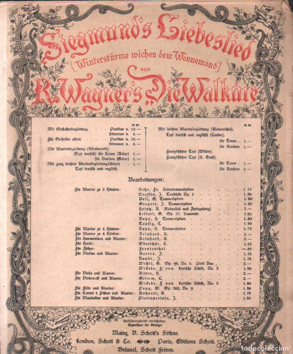 Partituras musicales: SIEGMUNDS-LIEBESGESANG. WAGNER, R. A-PARTI-205