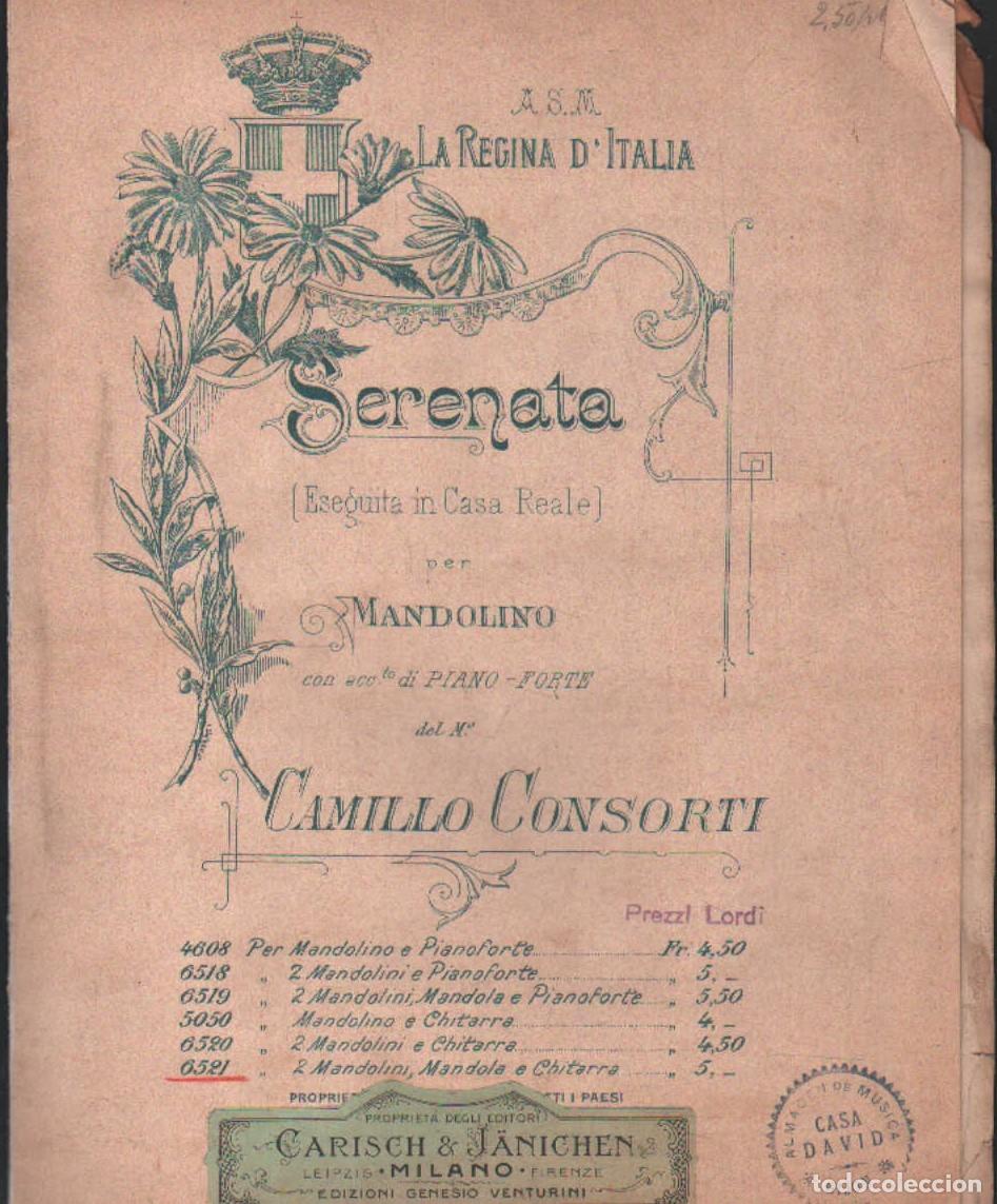 Partituras musicales: LA REGINA D' ITALIA SERENATA PER MANDOLINO. CONSORTI, CAMILLO. A-PARTI-237