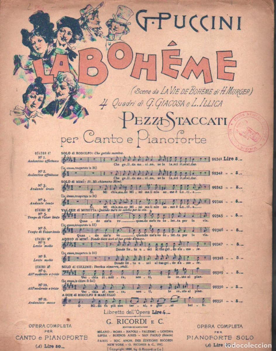 Partituras musicales: LA BOH&Eacute;ME. PUCCINI, G. A-PARTI-247