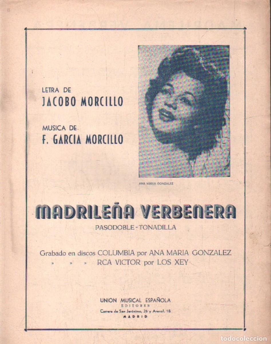 Partituras musicales: MADRILE&Ntilde;A VERBENERA. PASODOBLE - TONADILLA. MORCILLO, JACOBO / GARC&Iacute;A MORCILLO, F. A-PARTI-264