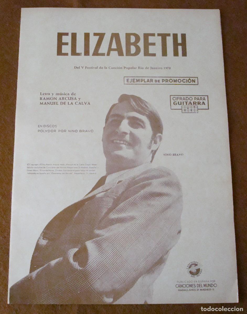 Partituras musicales: Nino Bravo : Elizabeth - Edici&oacute;n original promocional 1970 Canciones del mundo