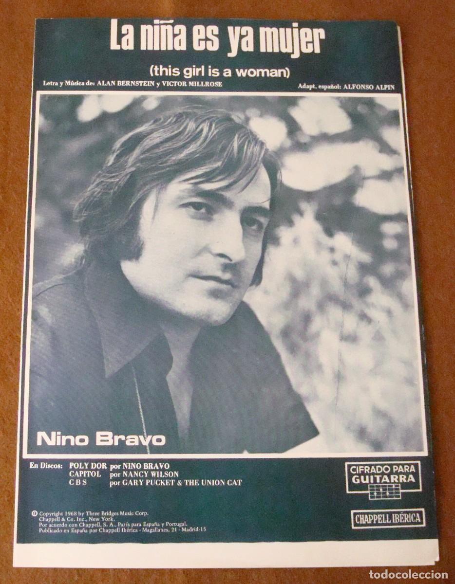 Partituras musicales: Nino Bravo : La ni&ntilde;a es ya mujer - Edici&oacute;n original 1972 Chappell Ib&eacute;rica