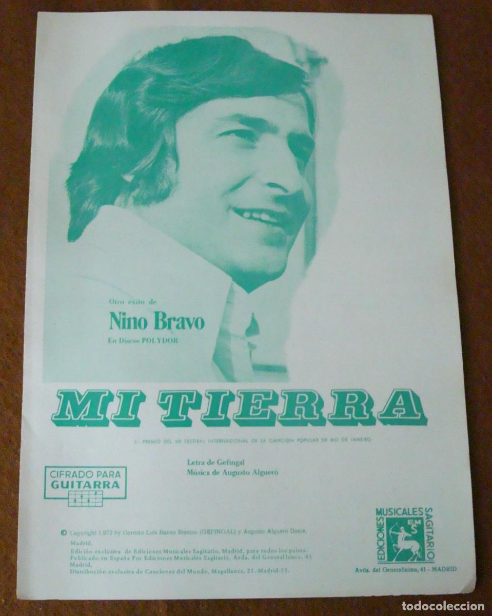 Partituras musicales: Nino Bravo : Mi tierra - Edici&oacute;n original 1972 Ediciones musicales Sagitario
