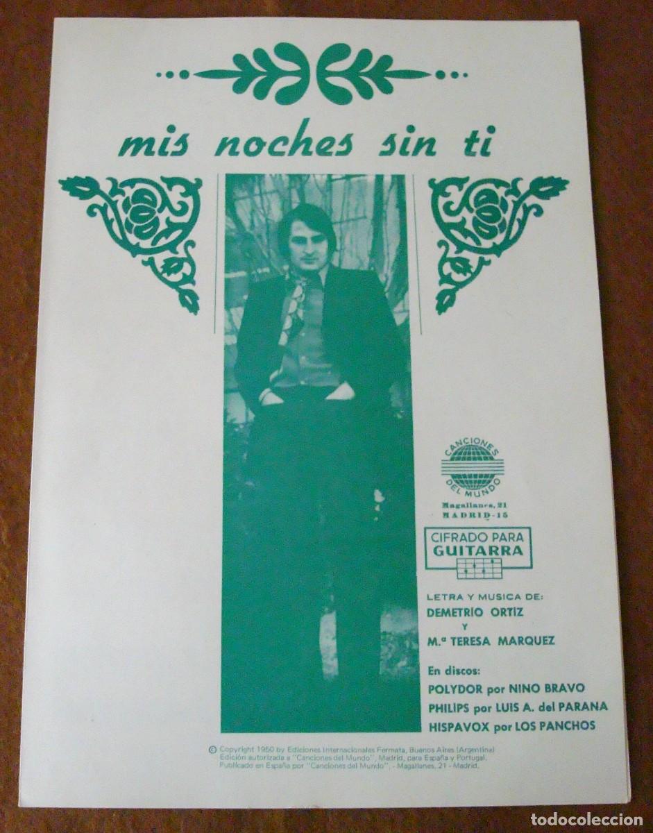 Partituras musicales: Nino Bravo : Mis noches sin t&iacute; - Edici&oacute;n original 1971 Canciones del mundo