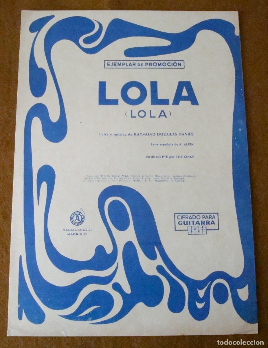 Partituras musicales: The Kinks : Lola - Edici&oacute;n promocional original 1971 Aberbach Madrid