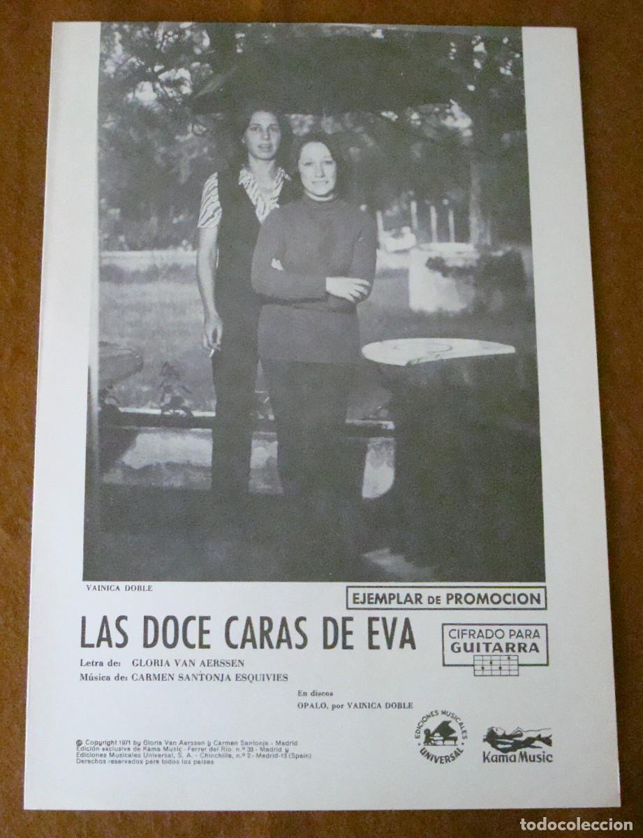 Partituras musicales: Vainica Doble : Las doce caras de Eva - Edici&oacute;n promocional original 1971 Ed. musicales Universal