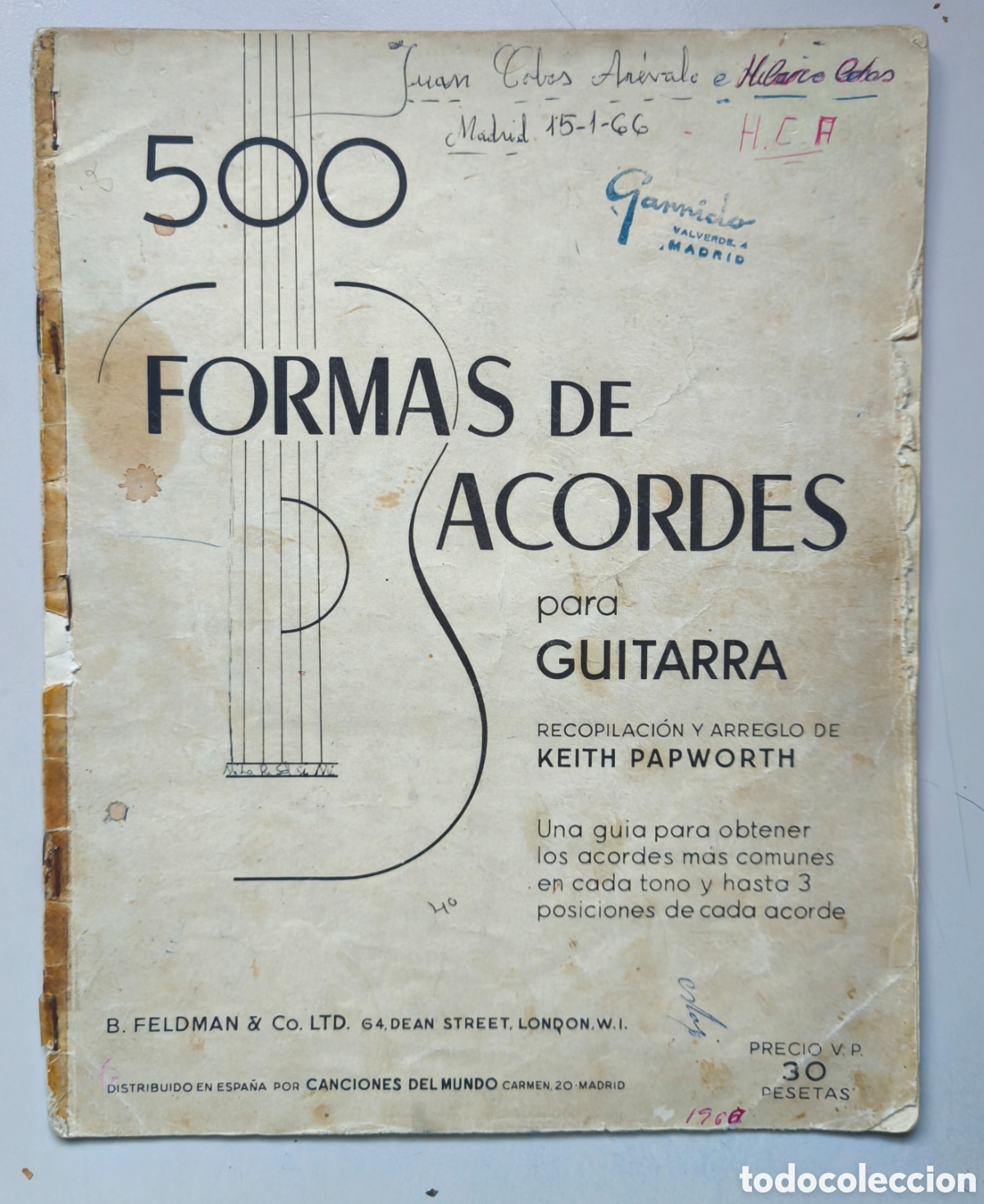 Partituras musicales: 500 FORMAS DE ACORDES GUITARRA KEITH PAPWORTH