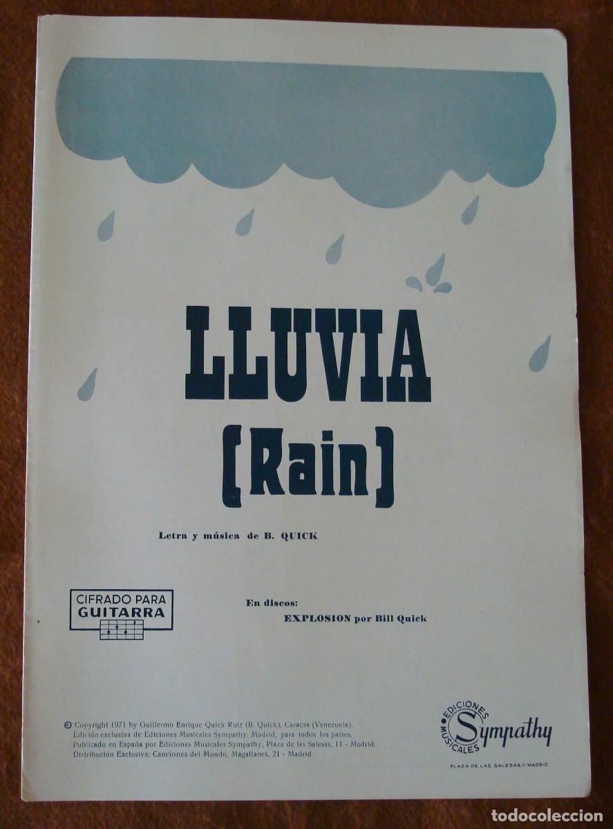 Partituras musicales: Bill Quick : Lluvia (Rain) - Edici&oacute;n original 1972 Ediciones musicales Sympathy