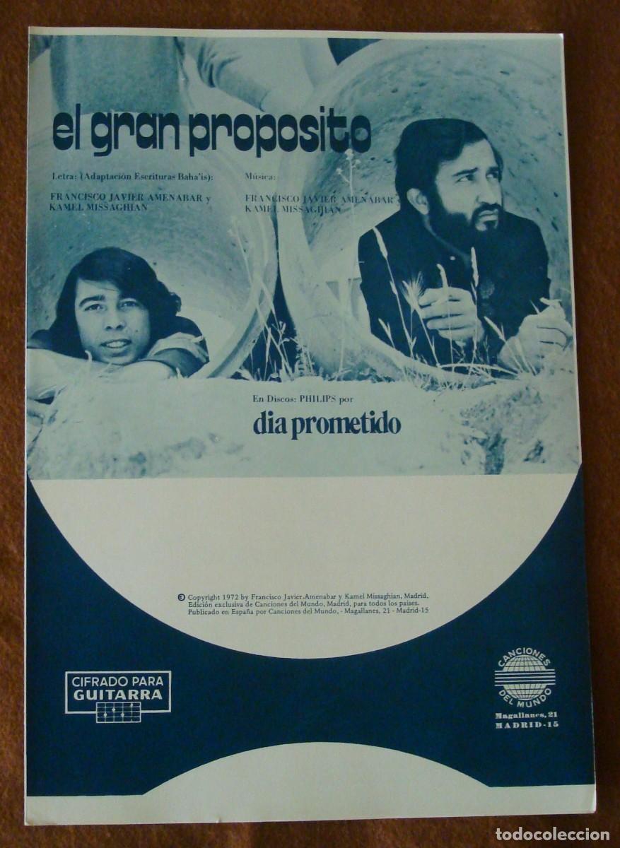 Partituras musicales: D&iacute;a prometido : El gran prop&oacute;sito - Edici&oacute;n original 1972 Canciones del mundo