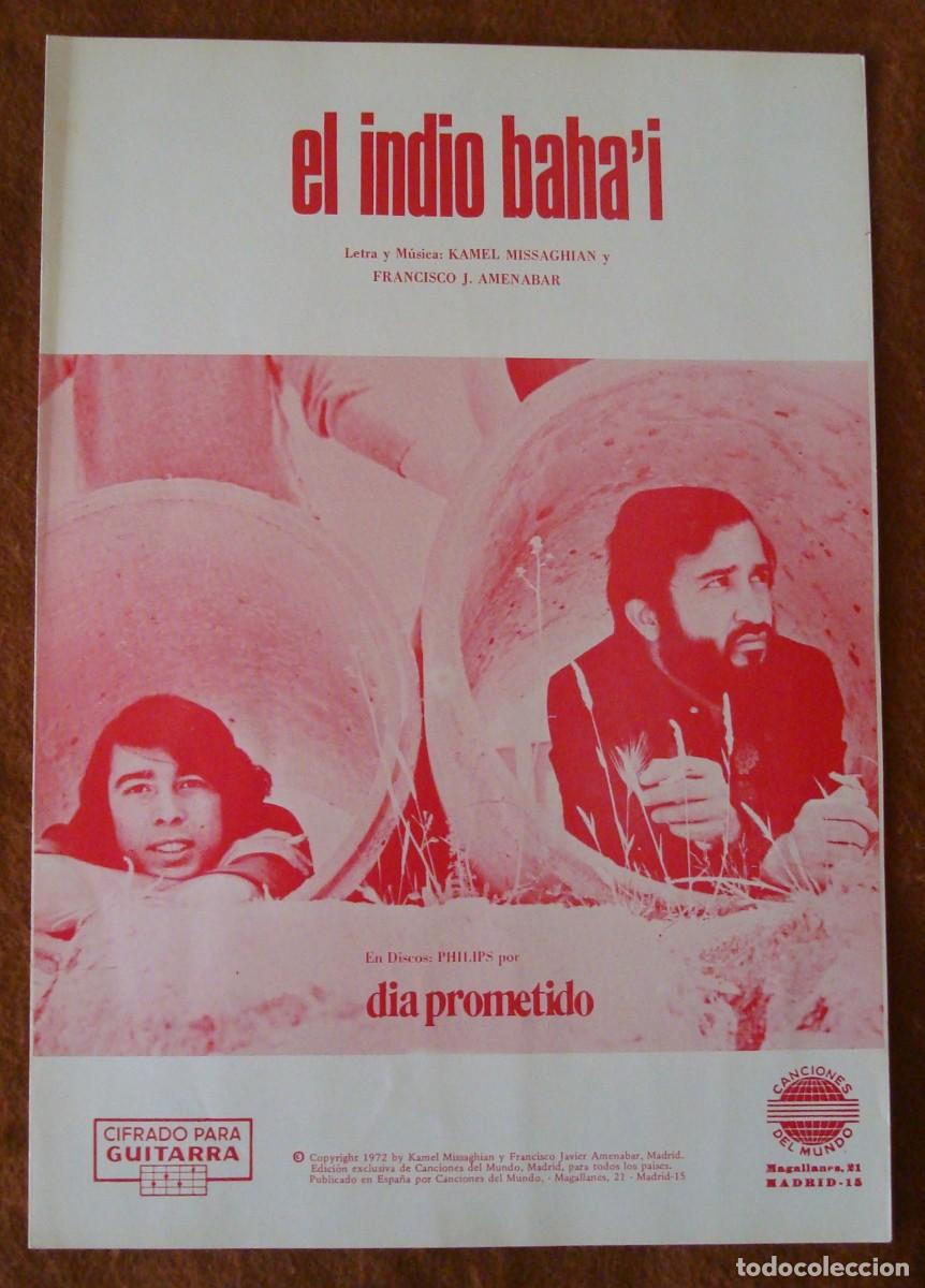 Partituras musicales: D&iacute;a prometido : El indio baha'i - Edici&oacute;n original 1972 Canciones del mundo