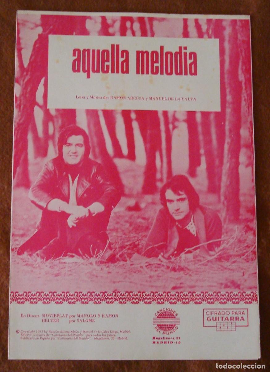 Partituras musicales: Manolo y Ram&oacute;n (D&uacute;o Din&aacute;mico) : Aquella melod&iacute;a - Edici&oacute;n original 1972 Canciones del mundo