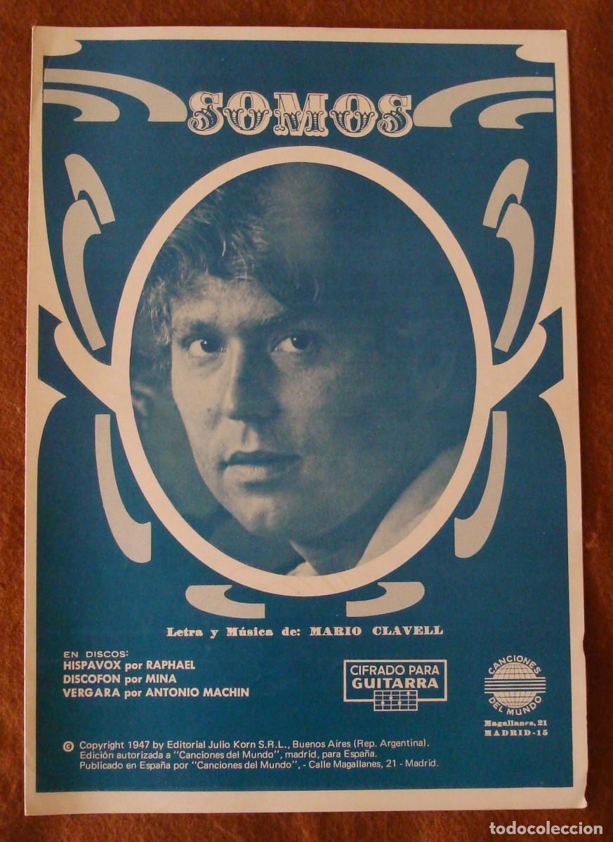 Partituras musicales: Raphael : Somos - Edici&oacute;n original 1971 Canciones del mundo