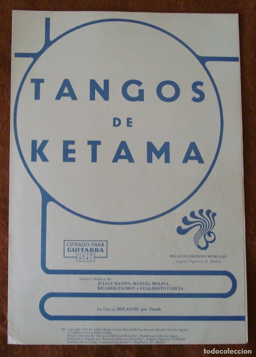 Partituras musicales: Smash : Tangos de ketama - Edici&oacute;n original 1971 Ediciones musicales Bocaccio