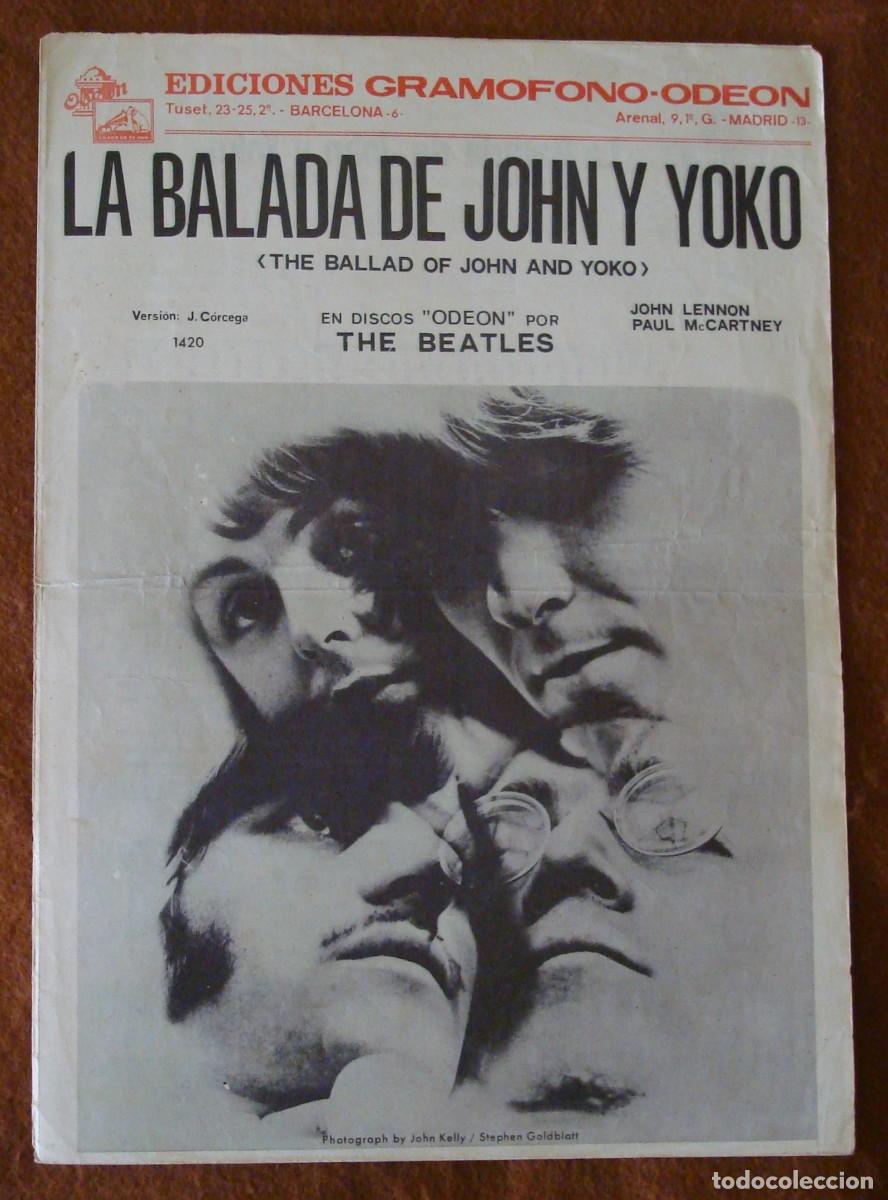Partituras musicales: The Beatles : La balada de John y Yoko - Edici&oacute;n original 1969 Ediciones Gram&oacute;fono Odeon