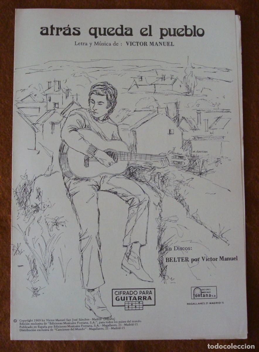 Partituras musicales: V&iacute;ctor Manuel : Atr&aacute;s queda el pueblo - Edici&oacute;n original 1971 Ediciones musicales Fontana