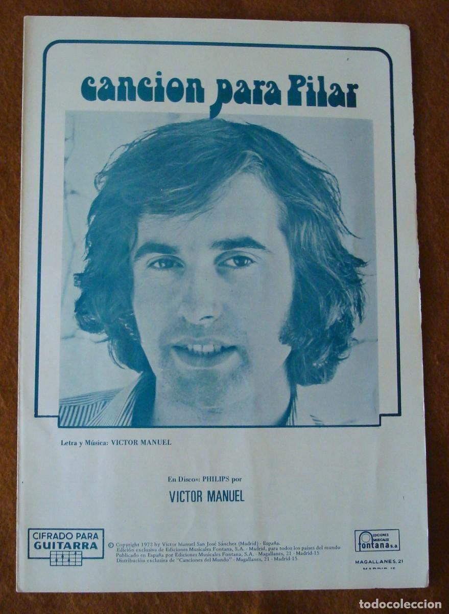 Partituras musicales: V&iacute;ctor Manuel : Canci&oacute;n para Pilar - Edici&oacute;n original 1972 Ediciones musicales Fontana