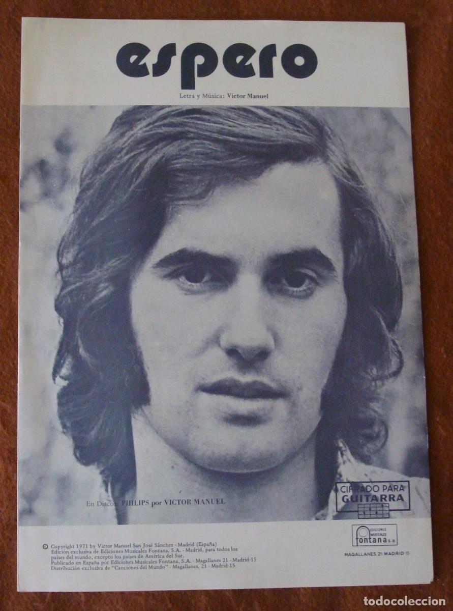 Partituras musicales: V&iacute;ctor Manuel : Espero - Edici&oacute;n original 1972 Ediciones musicales Fontana