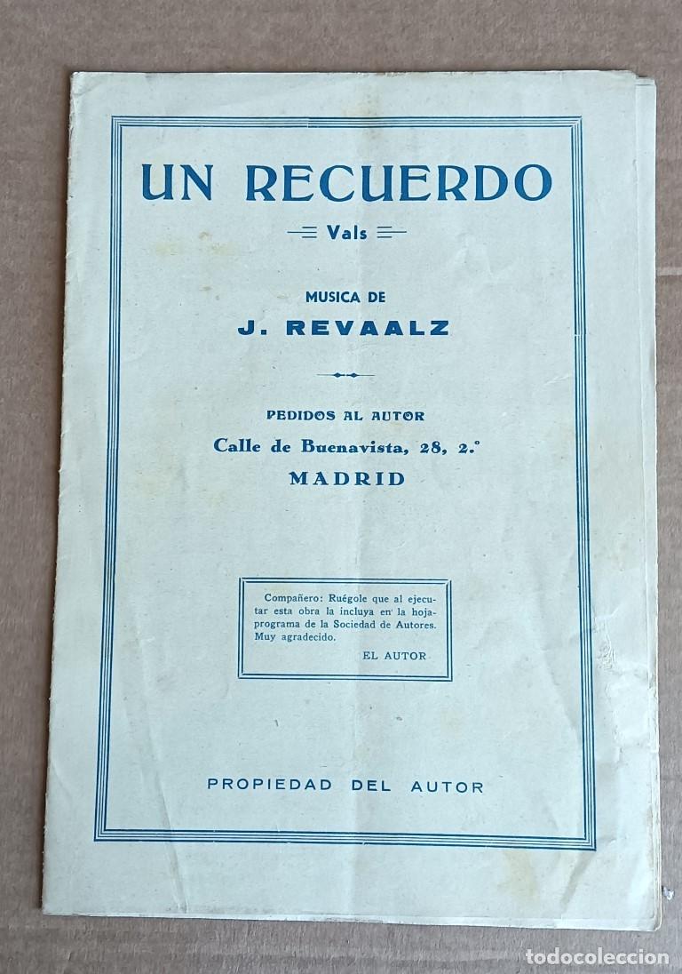 Partituras musicales: Partitura UN RECUERDO - valas - m&uacute;sica de J. Revaalz