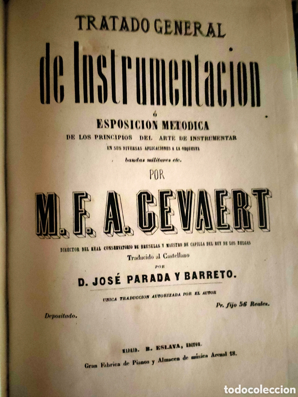 Partituras musicales: Tratado General de instrumentaci&oacute;n...por M.F.A.Gebaert,traducido al castellano por J.Parada. 1a Ed.