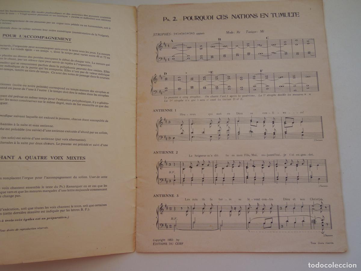 Partituras musicales: PSAUMES - VINGT -QUATRE , ET UN CANTIQUE - PSAUTIER . DE LA BIBLE DE J&Eacute;RUSALEM - EDIT- DU CERF