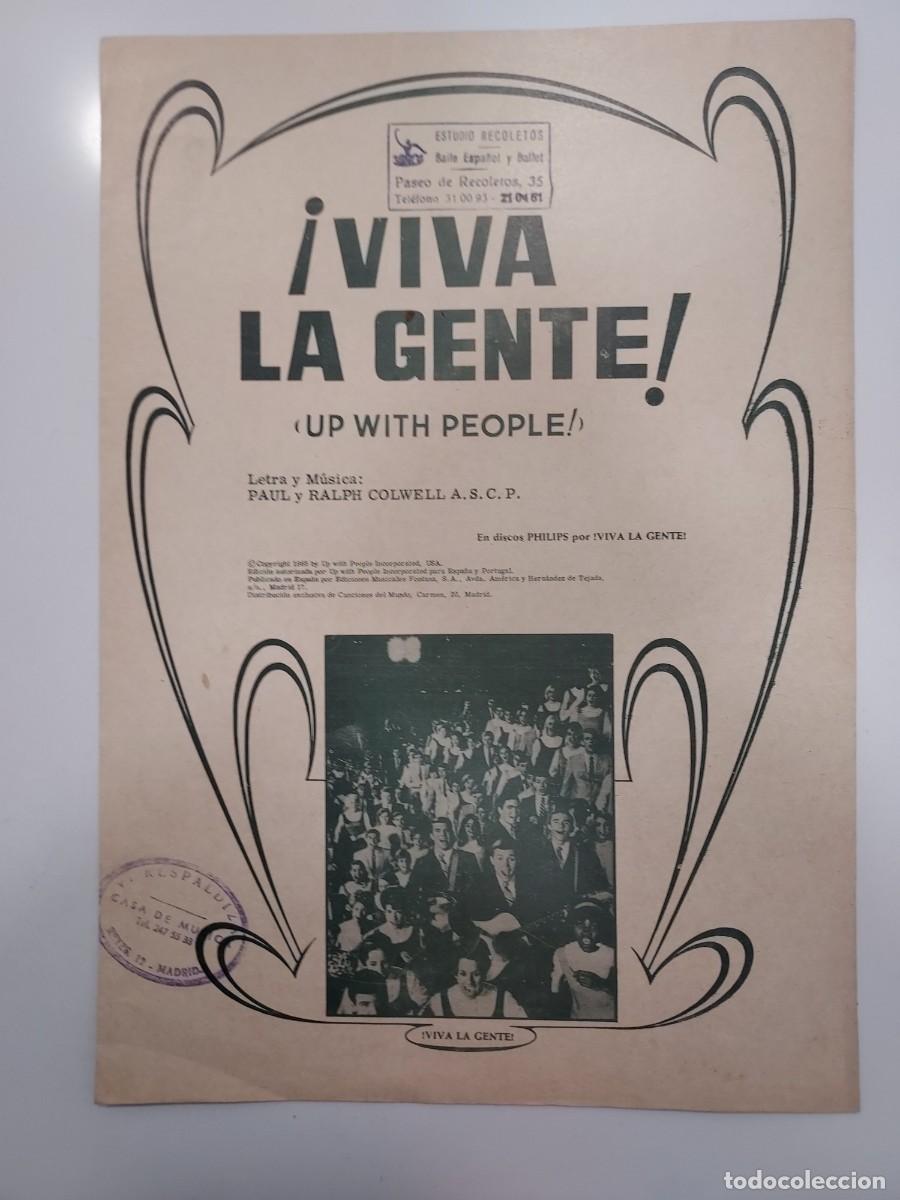 Partituras musicales: Partitura &iexcl;VIVA LA GENTE!. Letra y m&uacute;sica Paul y Ralph Colwell. 1969. Ediciones Musicales FONTANA
