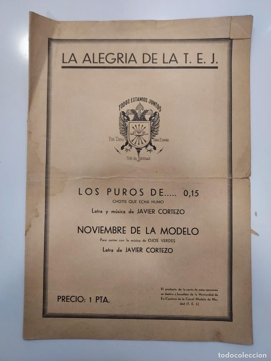 Partituras musicales: Partitura LOS PUROS DE 0,15 CHOTIS. Cortezo. CARCEL MODELO MADRID HERMANDAD EX-CAUTIVOS T. E. J.