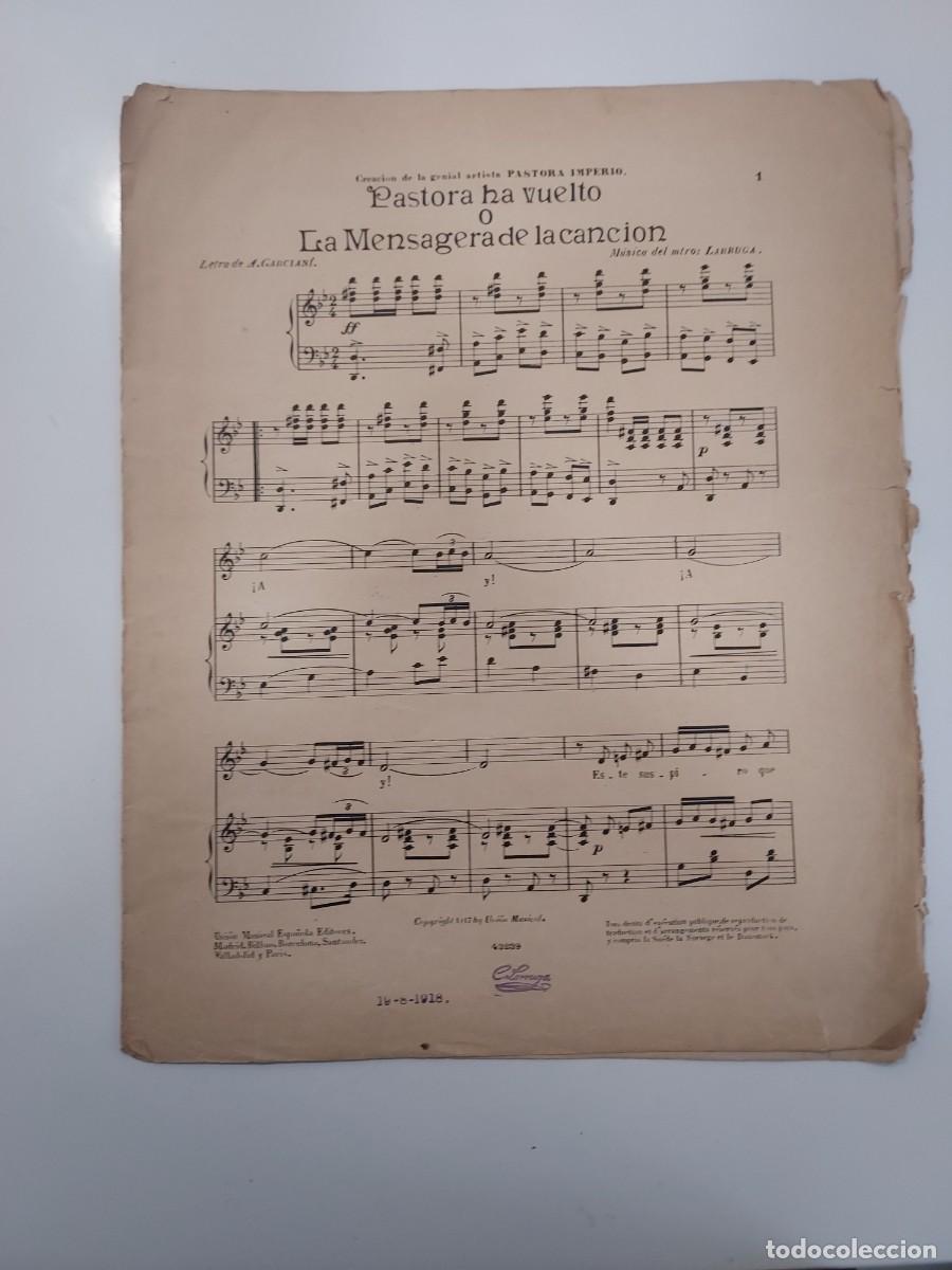 Partituras musicales: Partitura Creaci&oacute;n PASTORA IMPERIO. PASTORA HA VUELTO. Garcian&iacute;, Larruca. 1918