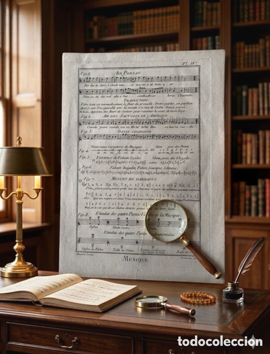 Partituras musicales: Planche IV &ldquo;Musique&rdquo; Enciclopedia de Diderot y d&rsquo;Alembert, Francia, ca. 1750-1772