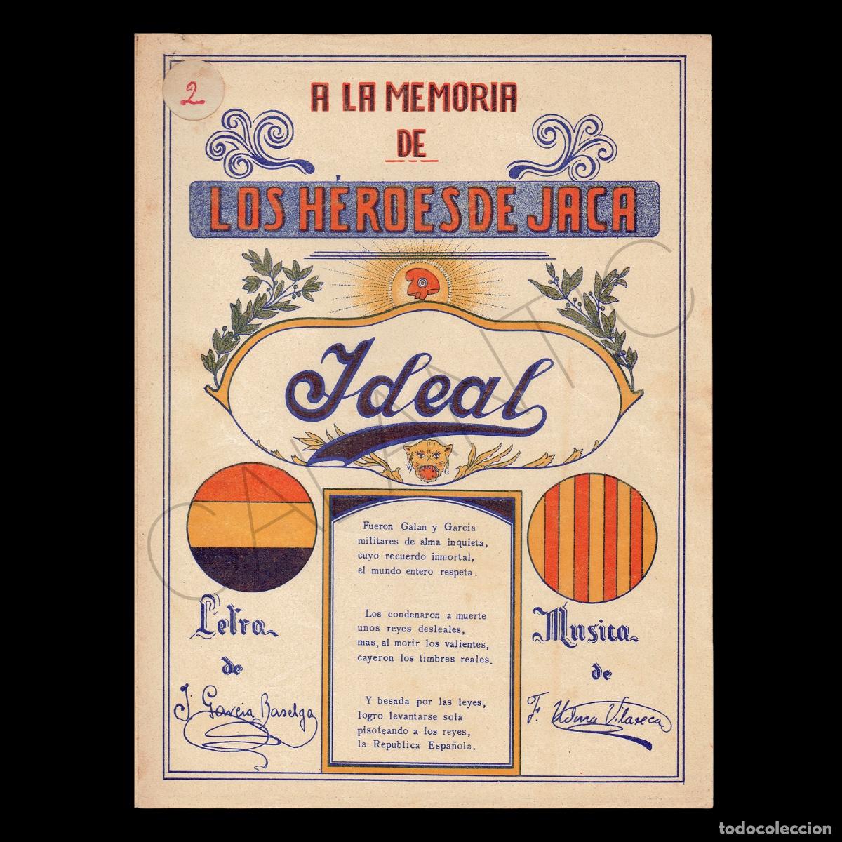 Partituras musicales: Partitura Los H&eacute;roes de Jaca &ndash; Ferm&iacute;n Galan y Garc&iacute;a Hern&aacute;ndez &ndash; Rep&uacute;blica Espa&ntilde;ola &ndash; Barcelona