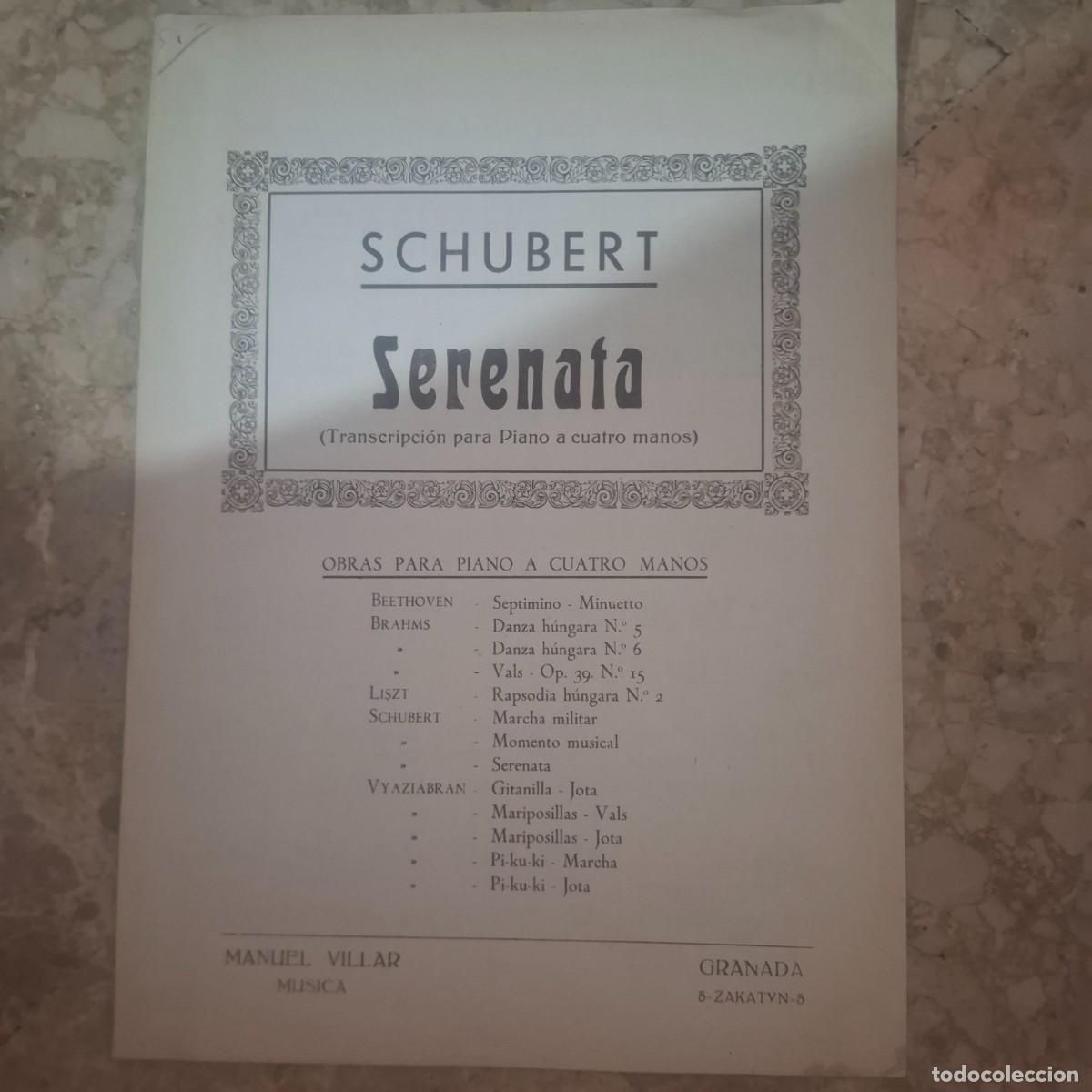 Musical scores: Antigua partitura a&ntilde;os 20 Franz Schubert. - Serenata( para piano a 4 manos) completa , buen estado.